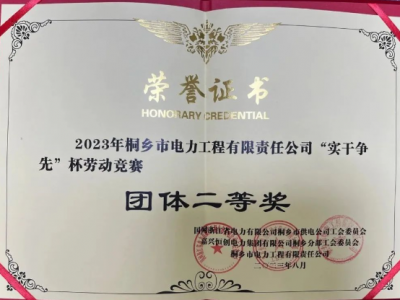 喜報(bào)-我司榮獲2023年“實(shí)干爭(zhēng)先”杯配網(wǎng)工程技能競(jìng)賽團(tuán)體二等獎(jiǎng)